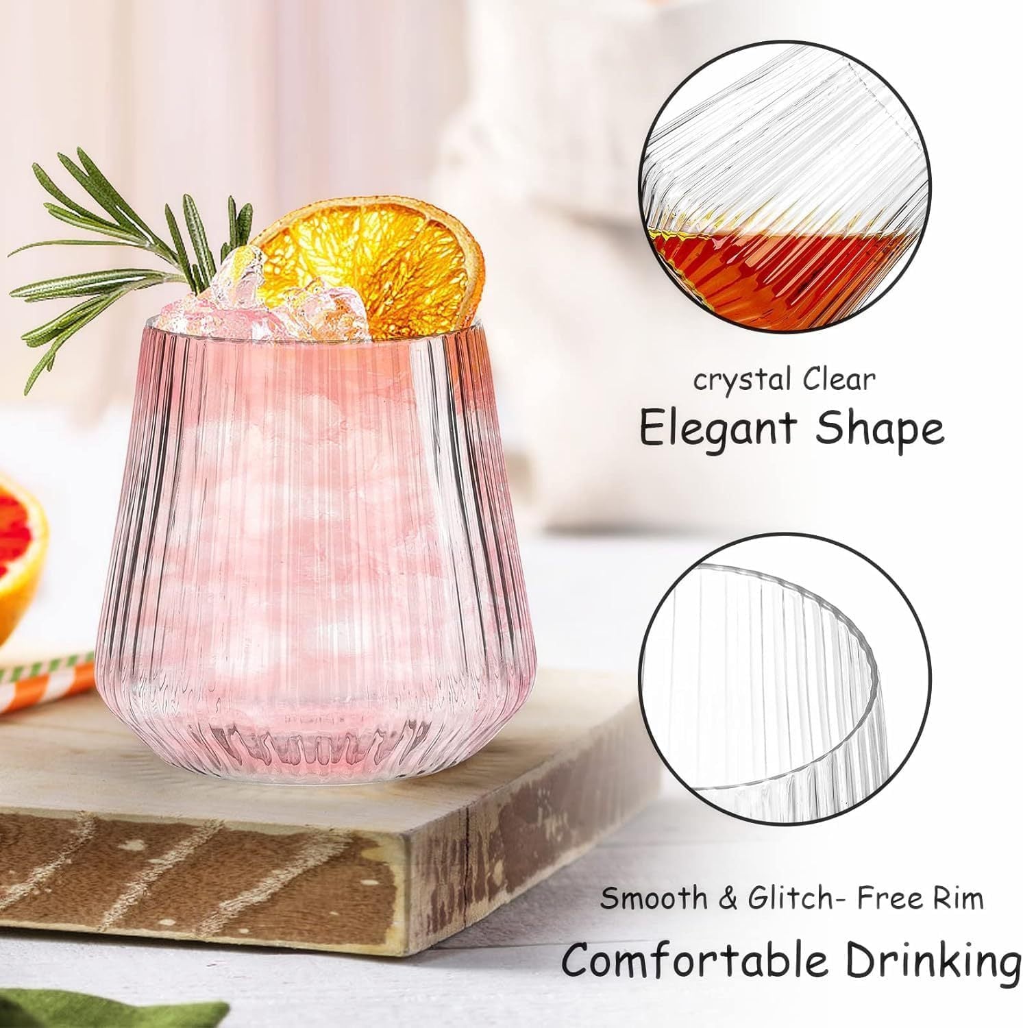 Bulk 36 Pcs 14oz Disposable Plastic Wine Cups Striped Juice Glasses Cocktail Cups and Egg Cups Wholesale