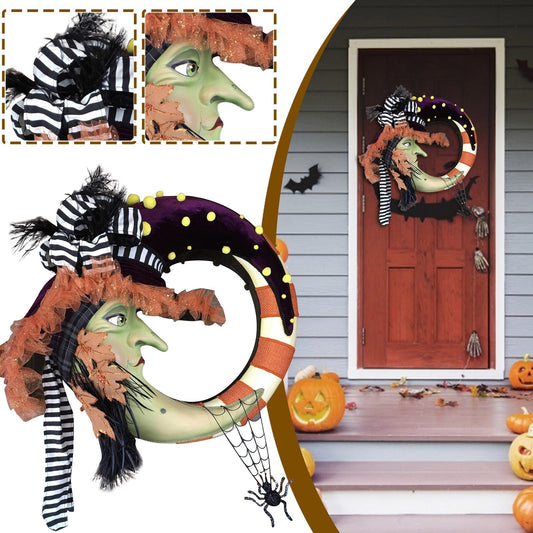 Halloween Witch Moon Wreath 16 Inch Artificial Decorative Wreath