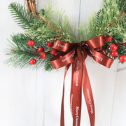 Christmas Pine Needle Bow Berry Wreath 12 Inch Artificial Holiday Decoration