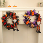 16 Inch Purple Gauze Halloween Pumpkin Wreath Bulk Wholesale Artificial Decor