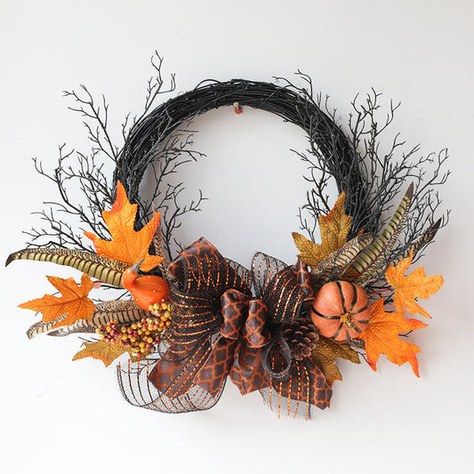 20 Inch Black Foam Pumpkin Berry Wreath Halloween Bulk Wholesale Artificial Decor