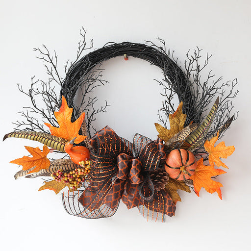 20 Inch Black Foam Pumpkin Berry Wreath Halloween Bulk Wholesale Artificial Decor