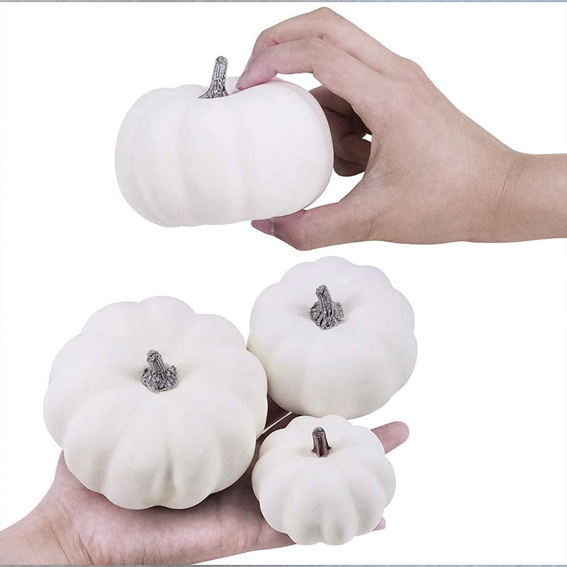 Bulk 12 Pcs Artificial White Pumpkins for Halloween and Thanksgiving Decor, Photography Props, and DIY Projects Wholesale