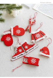 Christmas Gloves and Hat Hanging Ornaments Bulk Set, Holiday Party Decorations, Multiple Pieces