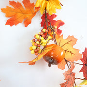 68 Inch Fall Maple Leaf Garland with Sunflower and Pumpkin, Artificial Hanging Vine, Bulk Quantity