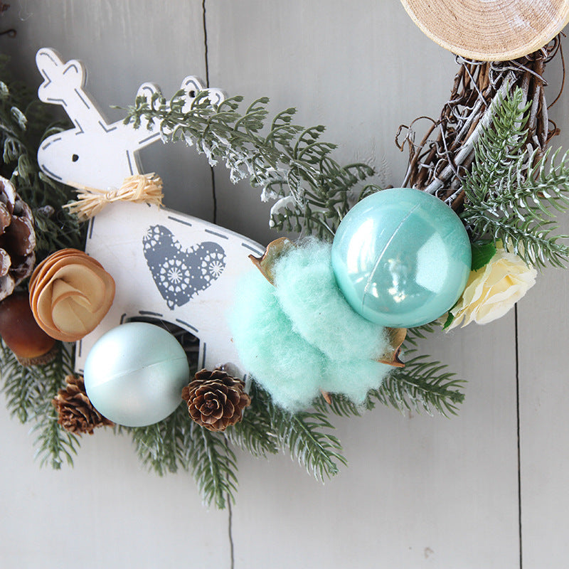 Handmade Christmas Rabbit Wreath 12 Inch Artificial Decorative Holiday Door Accent