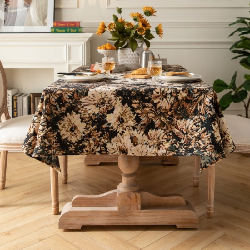 Bulk Bohemian Oil Painting Style Thick Tablecloth Decorative and Durable Table Cover Wholesale