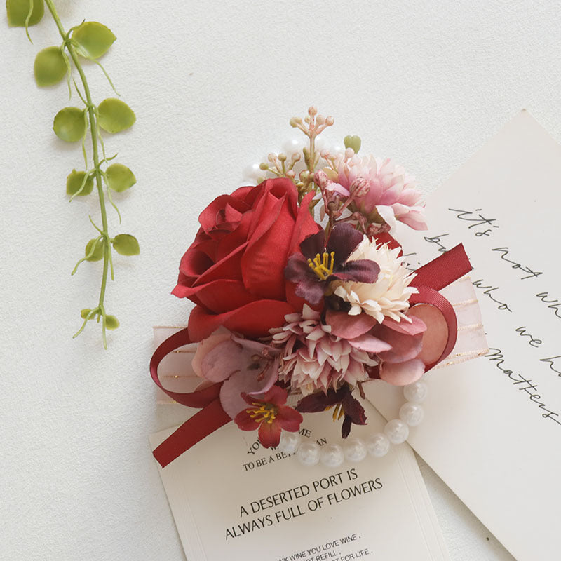Pink Rose Mum Boutonnieres and Corsages Bulk Set, Artificial Flowers, Multiple Pieces