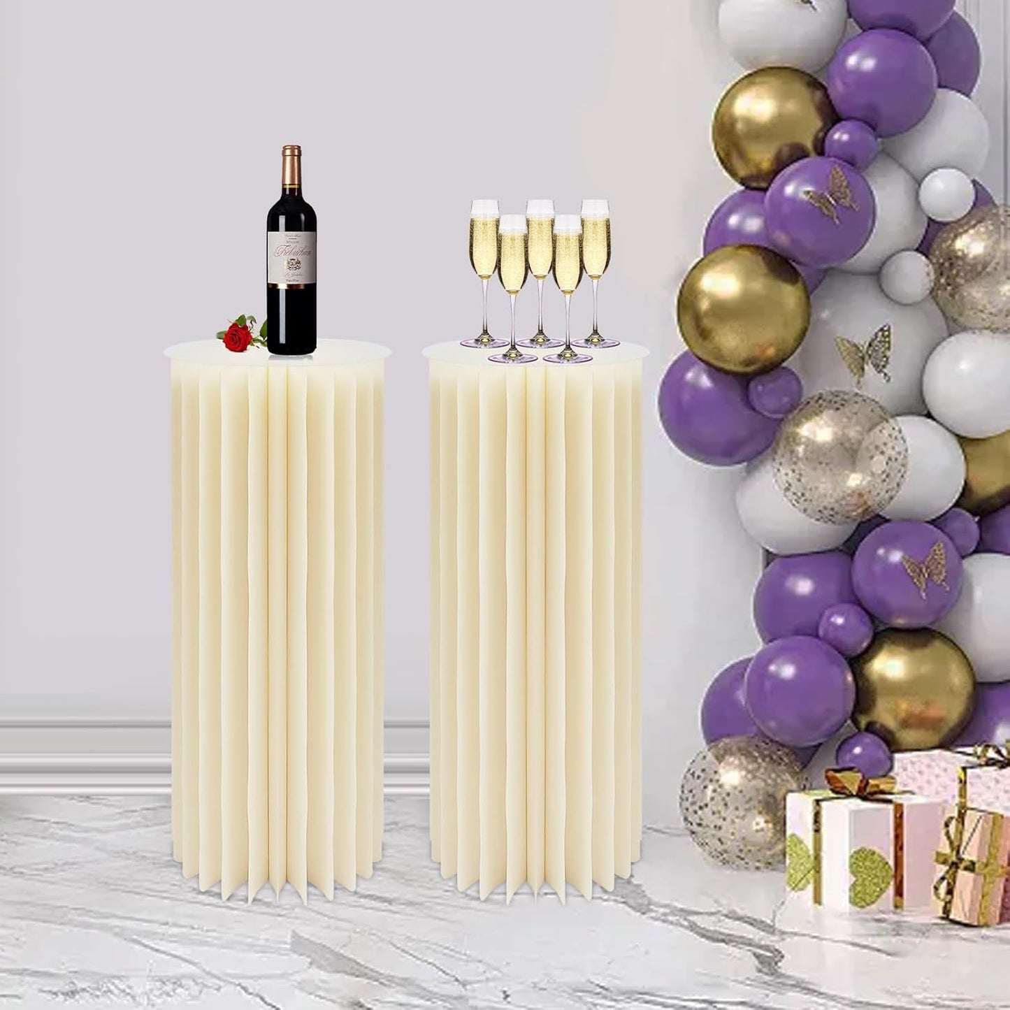 Bulk 2 Pack 40 Inch Tall Foldable Cardboard Centerpiece Display Round Floral Stand for Weddings Events Party Decoration Cardboard Vases Wholesale