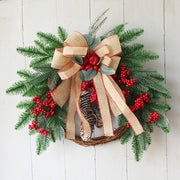 Christmas Berry Bow Wreath Artificial 20 Inch or 24 Inch Holiday Decoration