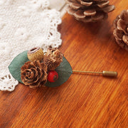 Christmas Pine Cone Brooch Pin Holiday Accessory Gift