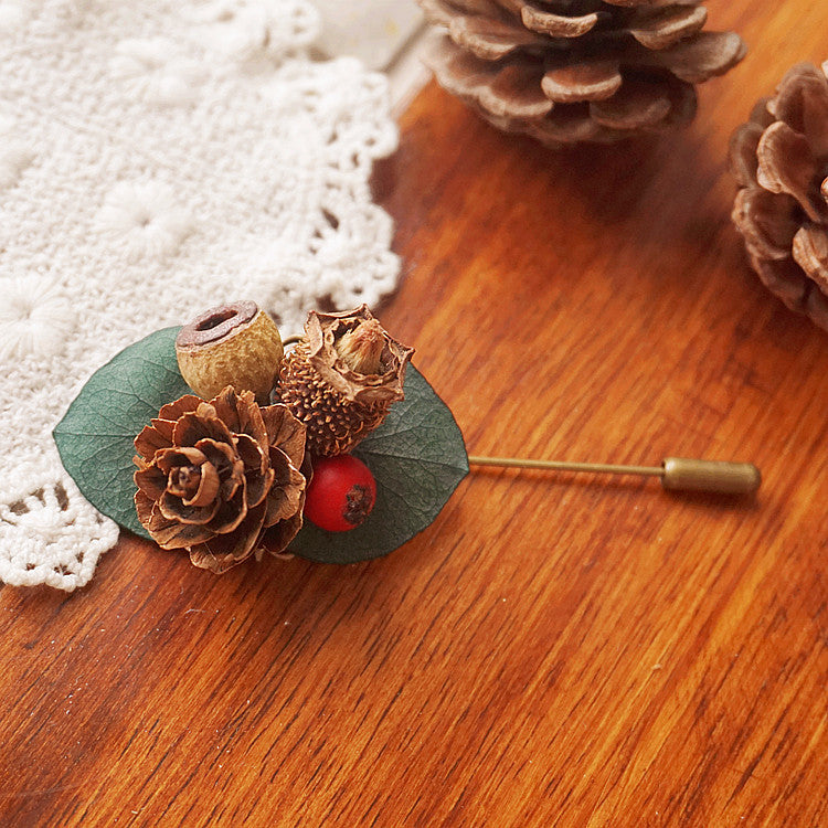 Christmas Pine Cone Brooch Pin Holiday Accessory Gift