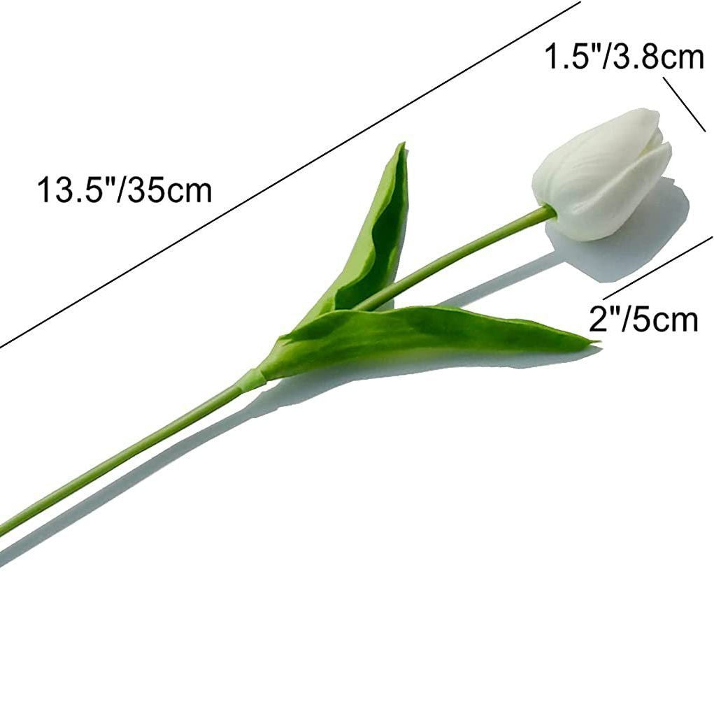 Bulk 20pcs White Artificial Tulip Flowers 13.5" Fake Flowers for Mother's Day Valentine's Day Gifts Wedding Home Decorations Wholessale