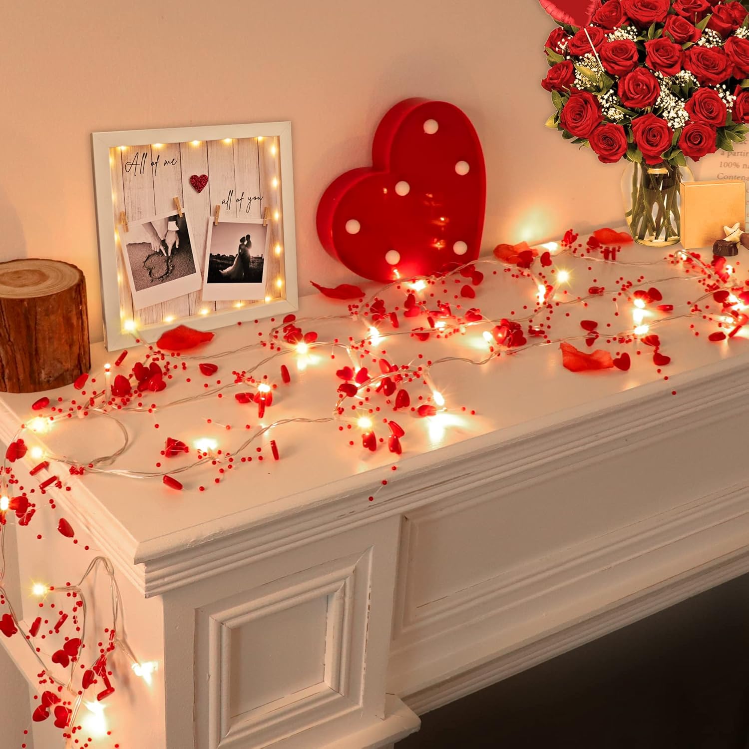 Bulk 10FT 30 LED Valentine's Day Garland with Red Heart Lights Battery Operated for Mantle Tree and Romantic Valentines Day Decoration Wholesale