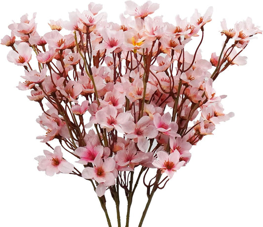 Wedding Floral Backdrop Artificial Cherry Blossom Stems - 5 Pack Silk Decor for Venue Styling