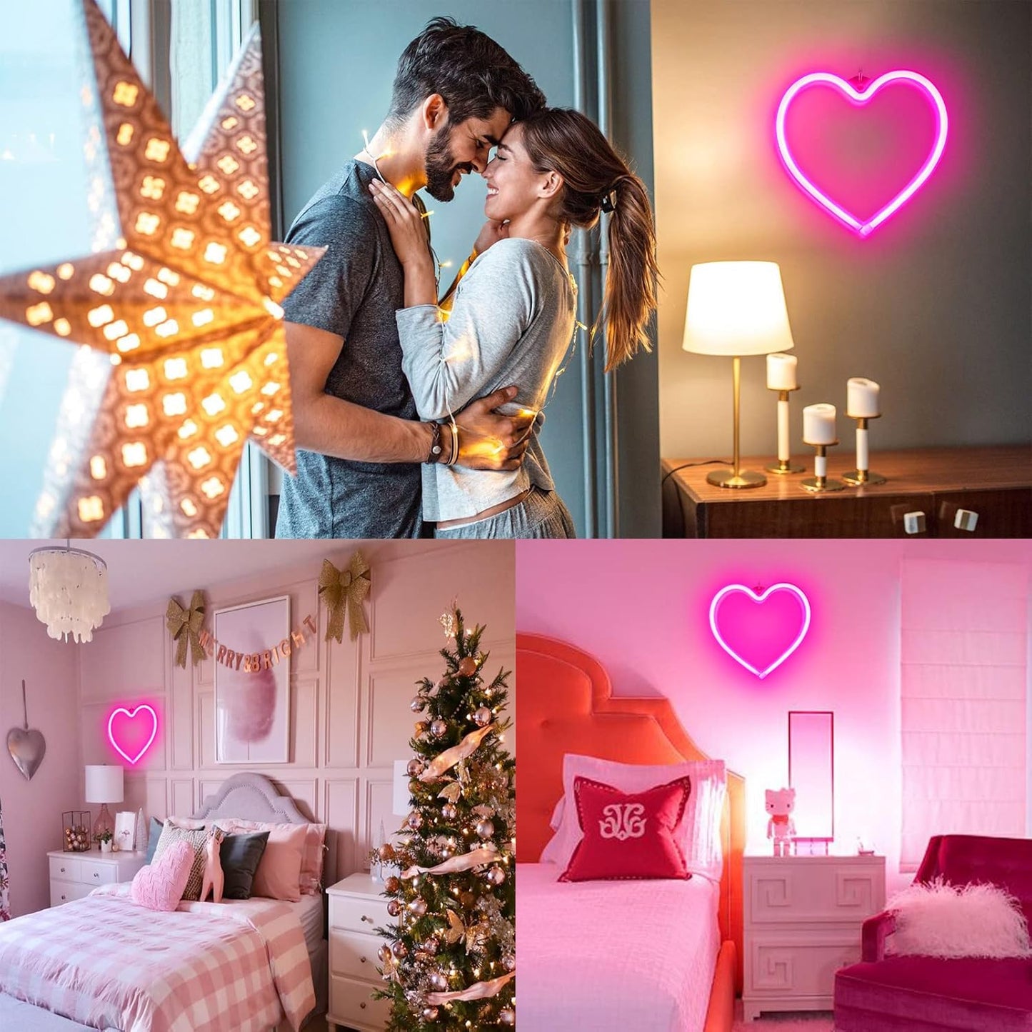 Bulk Pink Heart Neon Sign LED Light Battery Operated or USB Powered Table & Wall Decor for Valentine's Day Mother's Day Birthday Party Wholesale