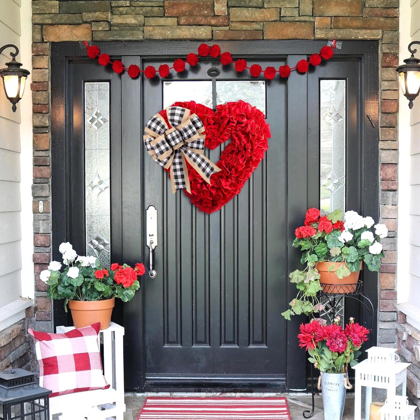 Bulk 15" Heart Shaped Valentine’s Day Wreath for Home Front Door Outdoor Decor Wholesale