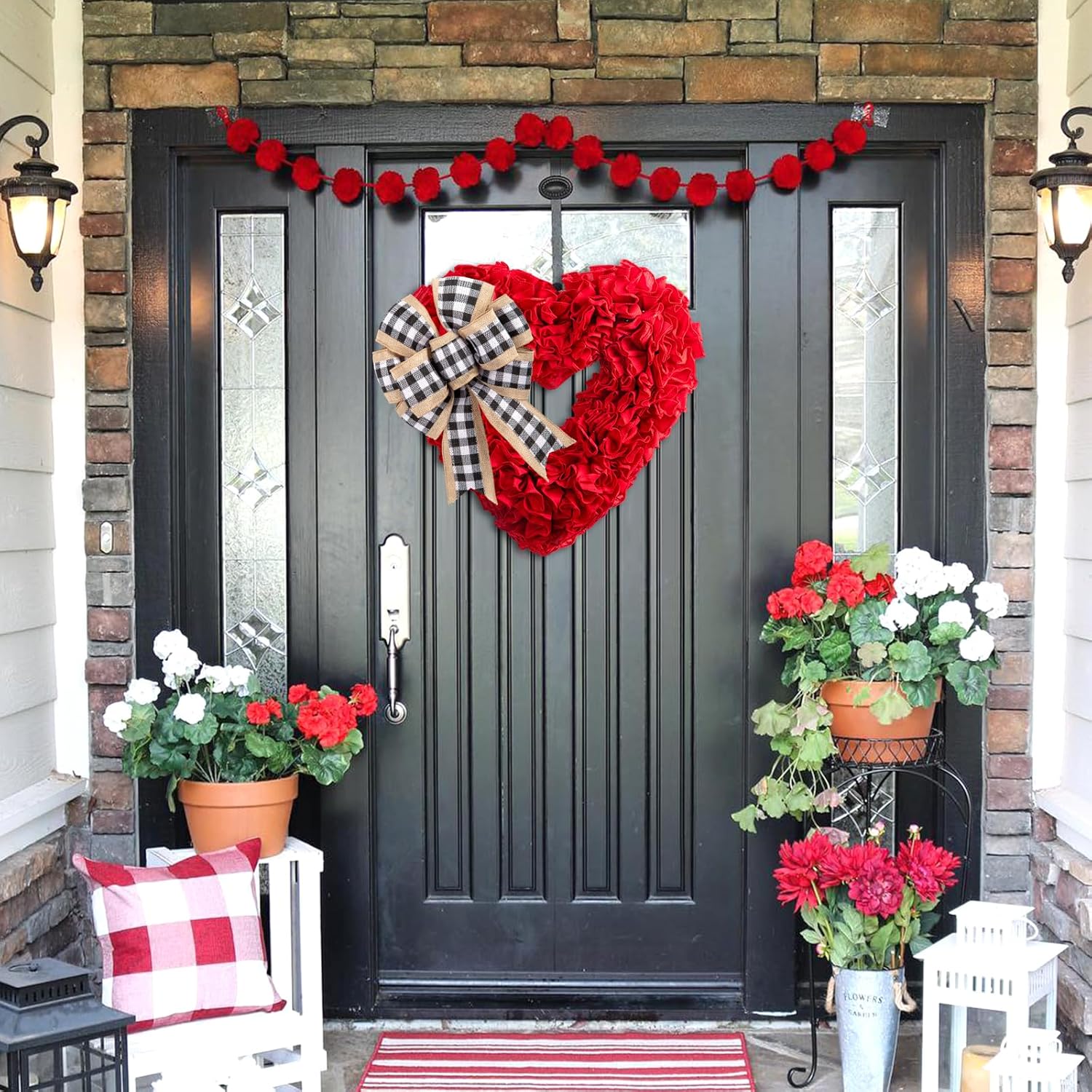 Bulk 15" Heart Shaped Valentine’s Day Wreath for Home Front Door Outdoor Decor Wholesale