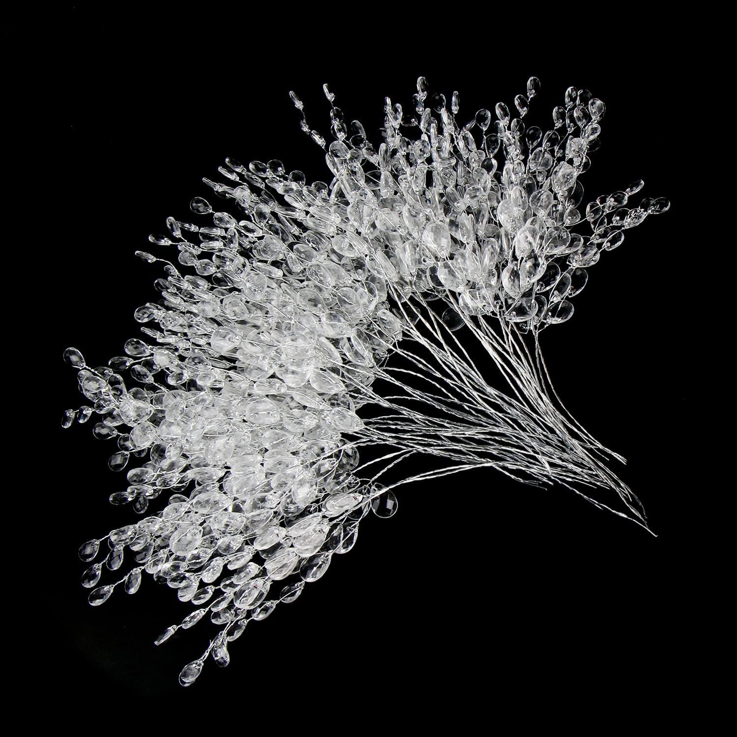 Bulk 50pcs Acrylic Bead Flower Stems Crystal Bud Branches for Wedding & Home Decoration and Floral Craft Supplies Wholesale