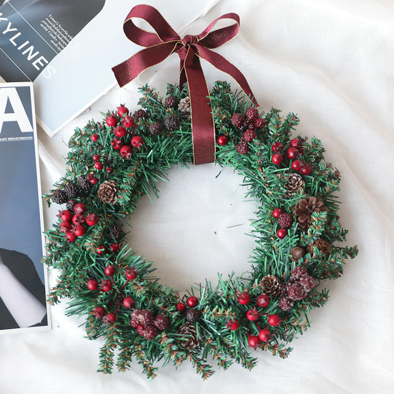 Christmas Red Berry Wreath 12 Inch Rattan Circle Foam Artificial Holiday Decor