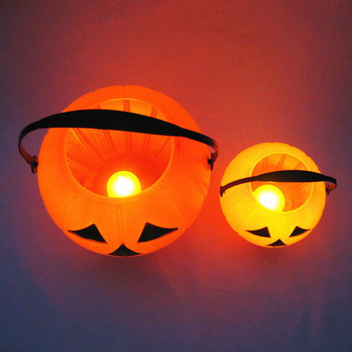 2 Pcs Halloween LED Pumpkin Candy Buckets Trick or Treat Buckets Artificial Plastic