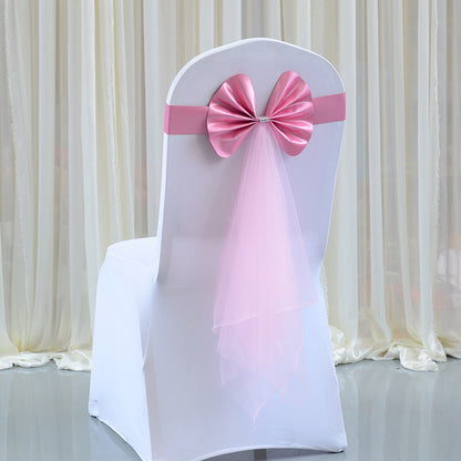 Bulk 10 Pcs Elasticity Chair Sashes Organza Bow Banquet Party Decoration Wholesale