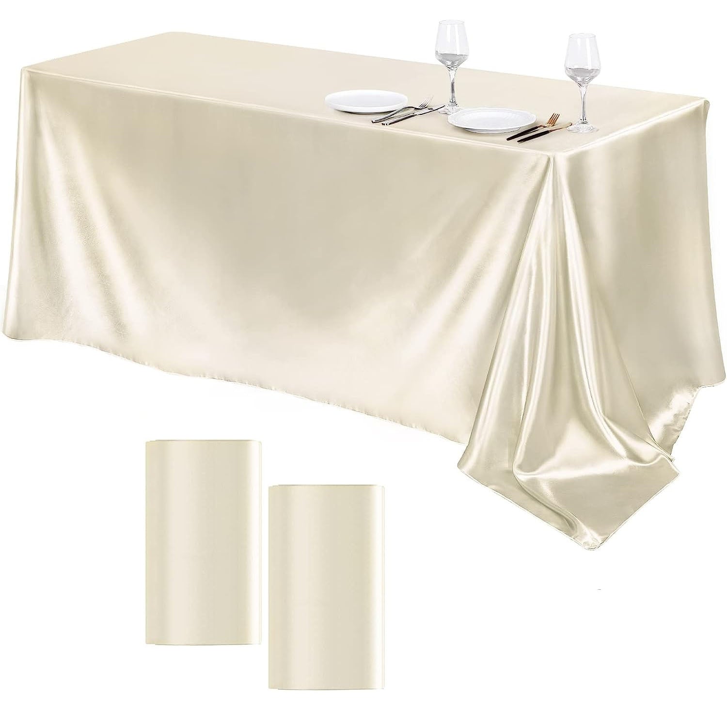 Bulk 4 Pack Satin Tablecloths 102x58 Inch for Wedding Banquet Party Events Decorations