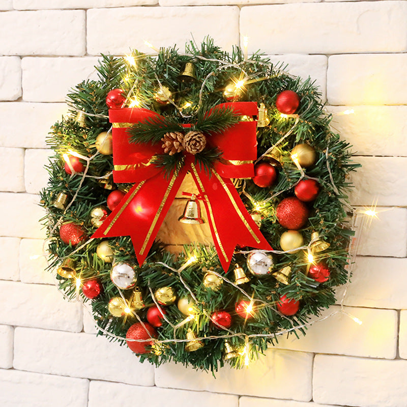 Pre-lit Christmas Wreath with Bow and Ball Ornaments, Bulk Wholesale, Artificial Holiday Decoration
