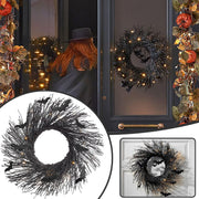 Halloween Bat Wreath with LED Lights, 20 Inch Artificial Decorative Wreath