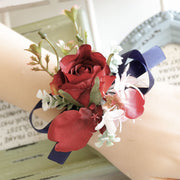 Retro Red Peony and Daisy Boutonnieres and Corsage Set, Bulk Artificial Flowers, Wedding Accessories
