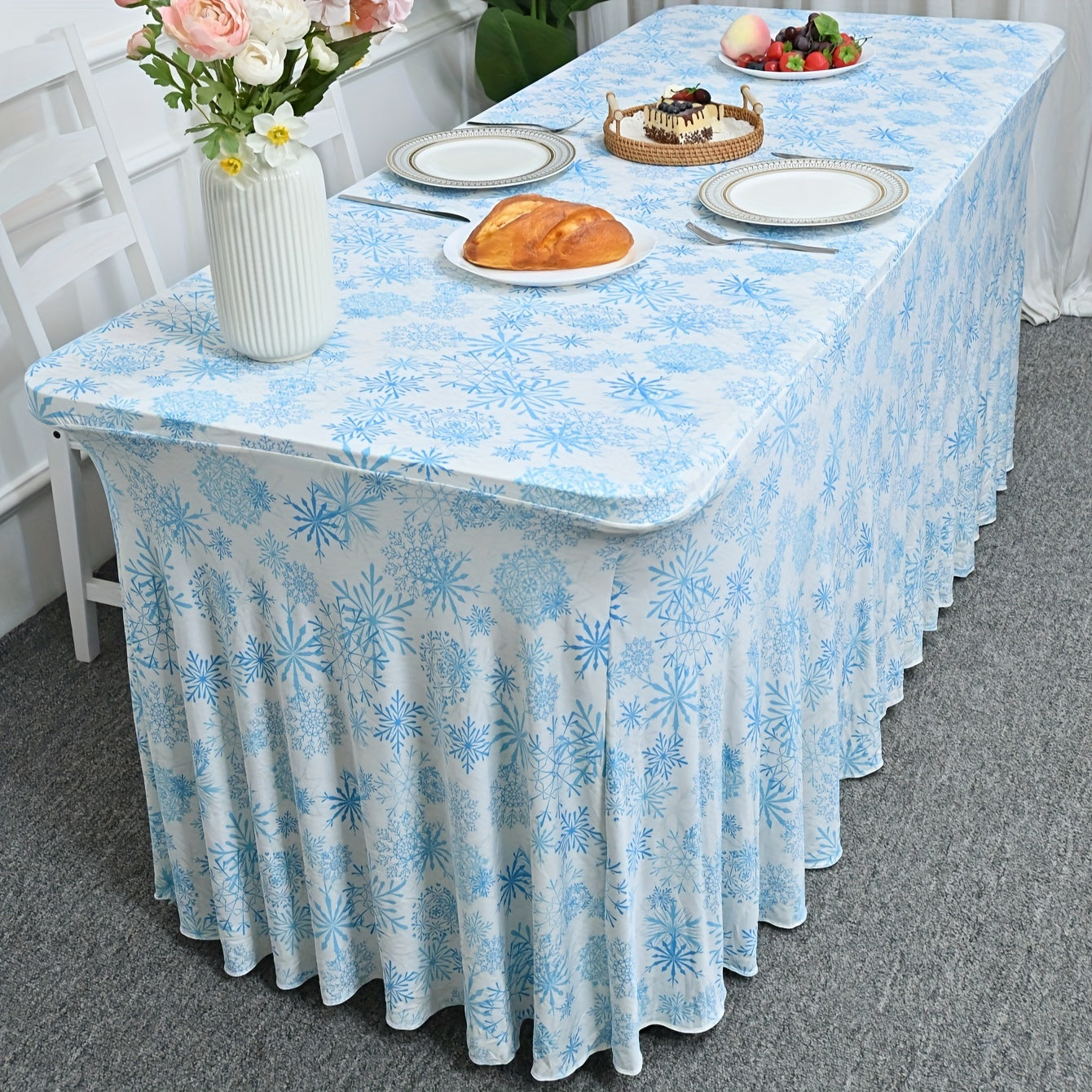 Bulk Waterproof Snowflake Pattern Tablecloth Suitable for Wedding and Holiday Party Decoration Wholesale