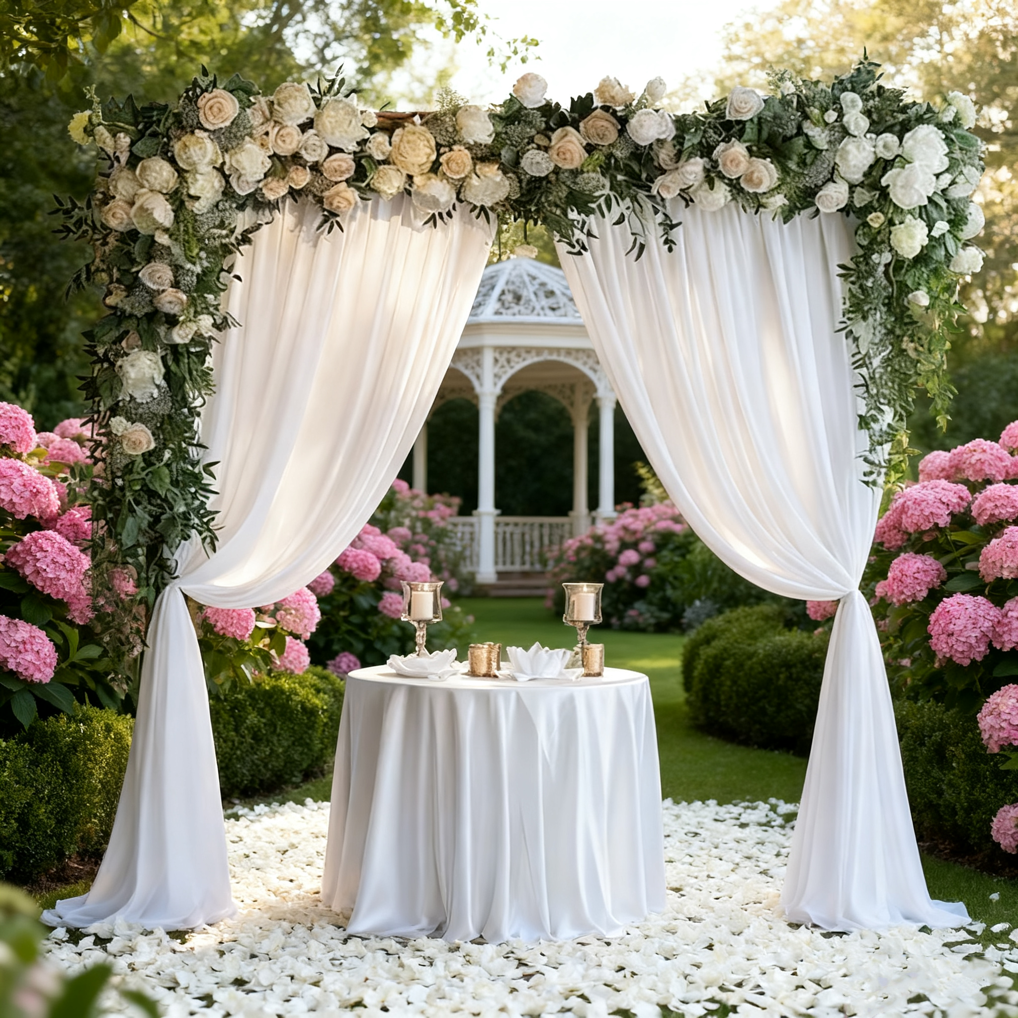 Wedding Milk Silk Backdrop Drapes - 5.1ft W x 6.9ft/8.2ft/9.8ft H (1 Piece) | Wedding Stage Curtain & Event Decor