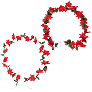 8.2 Ft Artificial Christmas Poinsettia Garland with Red Holly Berries, Bulk Wholesale
