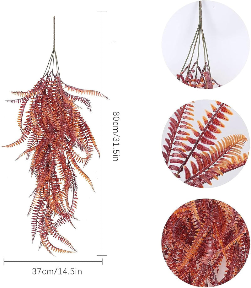 2 Pcs Artificial Boston Fern Hanging Vines Plants UV Resistant Outdoor Decor