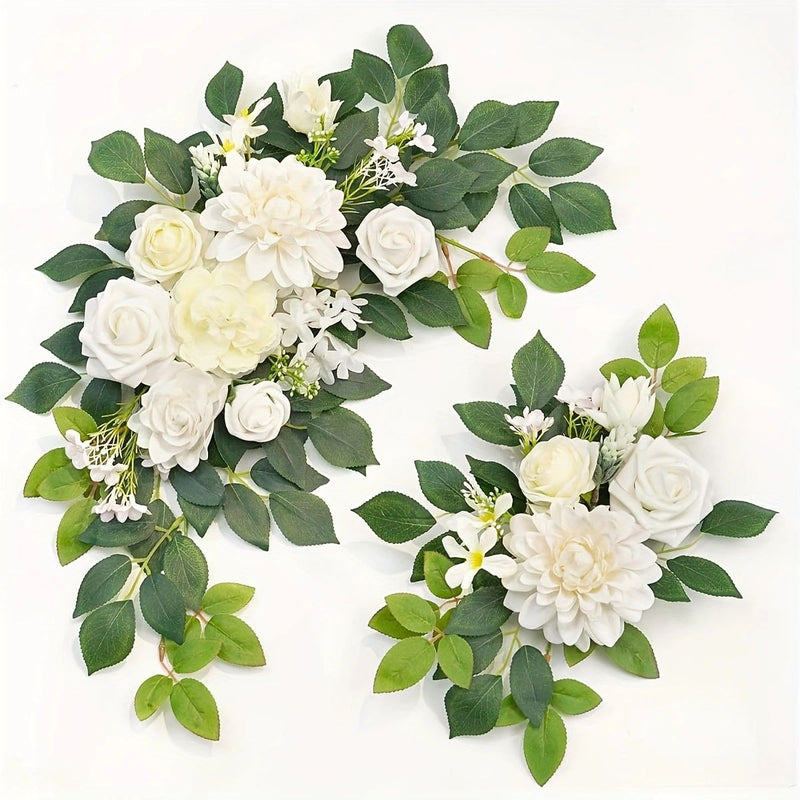 2 Pcs Artificial Flower Garland Wedding Decor Backdrop for Ceremony Reception Wall Easel