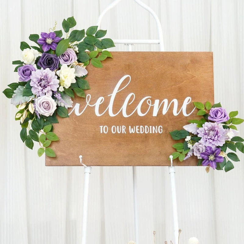 2 Pcs Artificial Flower Garland Wedding Decor Backdrop for Ceremony Reception Wall Easel