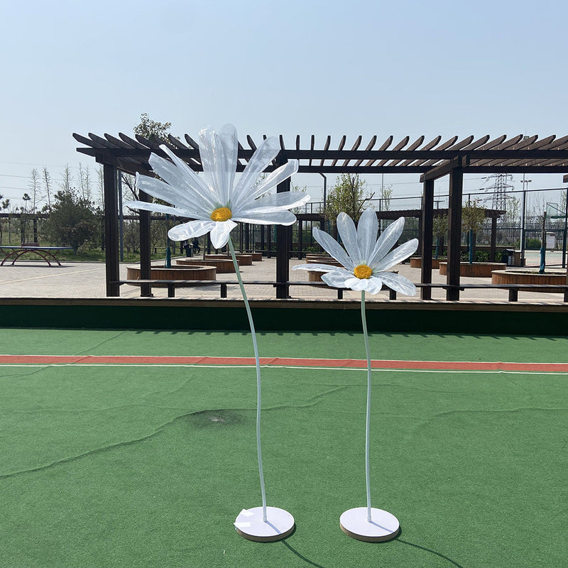 3 Pcs Extra-Large Artificial Tulle Daisy Flower Stems with Bases for Wedding Party Decorations