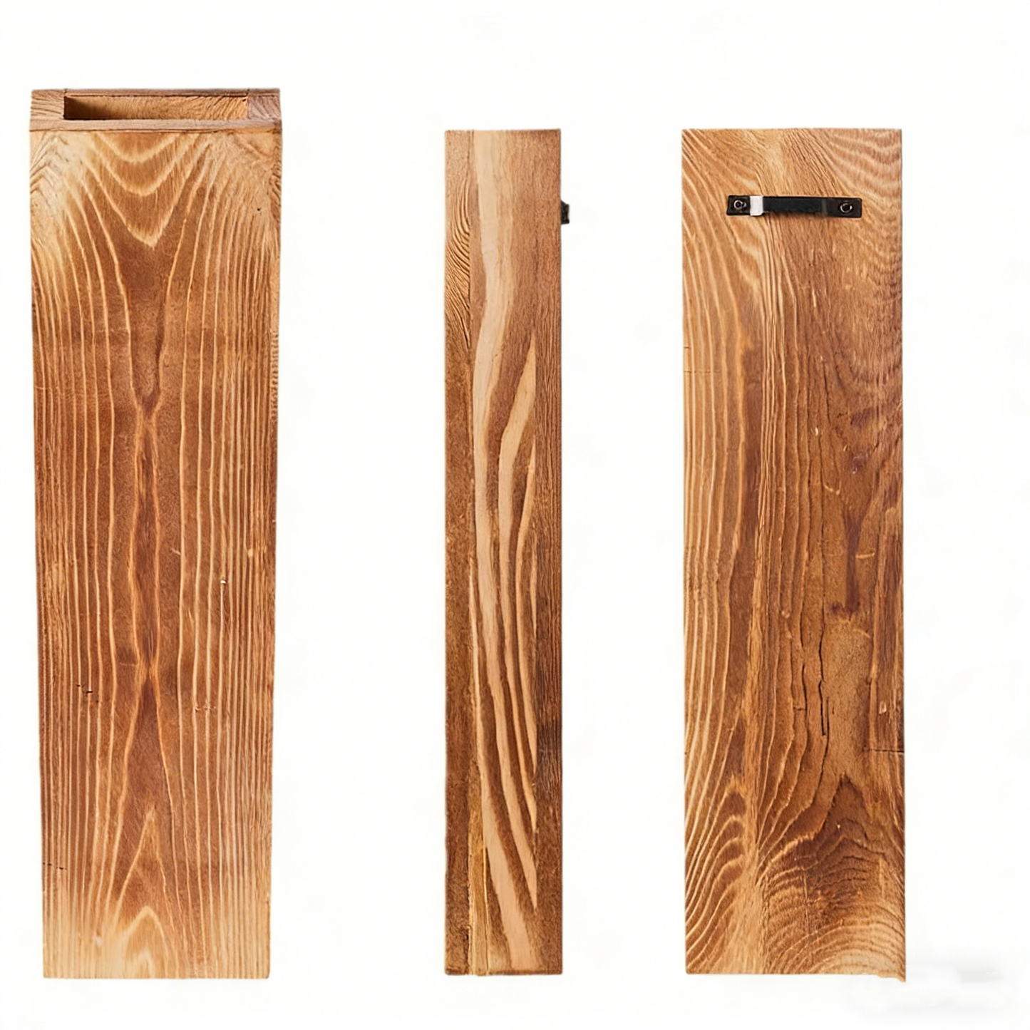 4-Piece Wooden Hanging Wall Vase Set – Home Decor Planters with 10 Eucalyptus Stems for Dry Flowers & Greenery