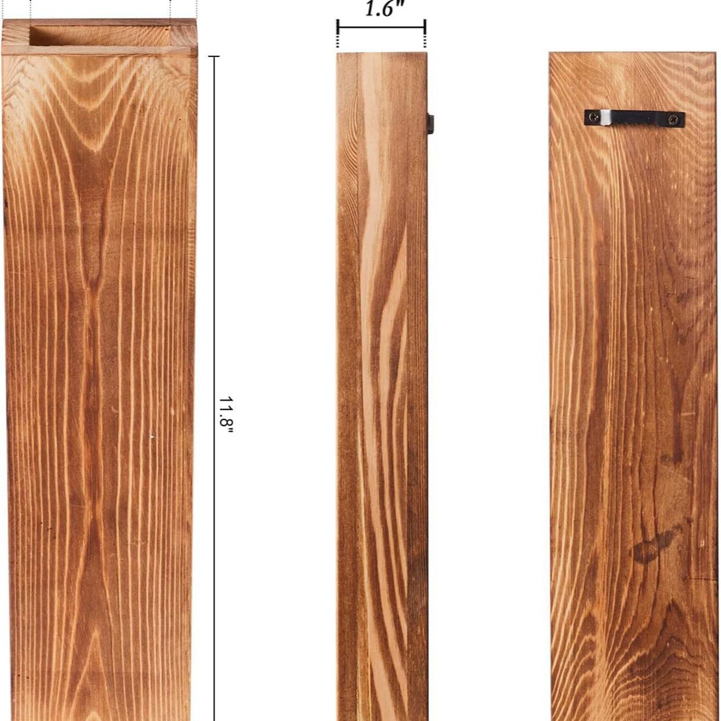 4-Piece Wooden Hanging Wall Vase Set – Home Decor Planters with 10 Eucalyptus Stems for Dry Flowers & Greenery