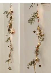 Light Up Artificial Pine Garland with Red Berry Pinecones, Hanging Vines, Christmas Holiday Decor, Bulk Quantity
