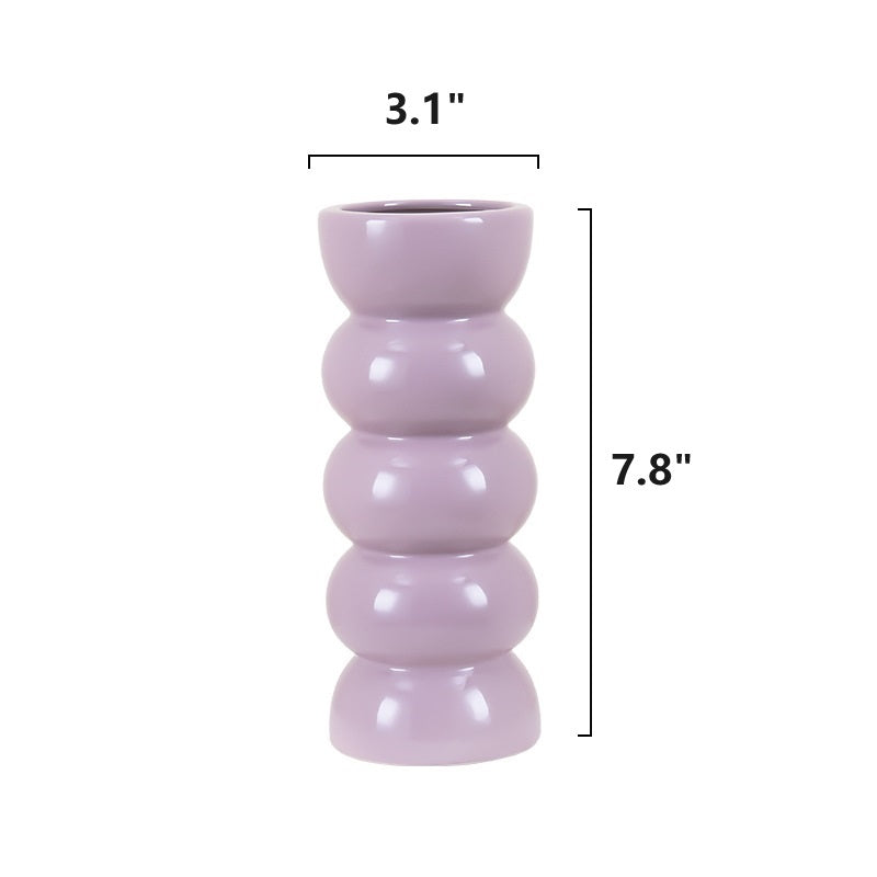 Bulk Ceramic Flower Vase Ribbing Modern Unique Home Party Decor Wholesale