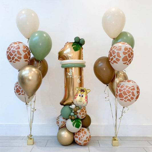 30-Piece Giraffe Balloon Set - Party Decor Kit with Latex & Foil Balloons
