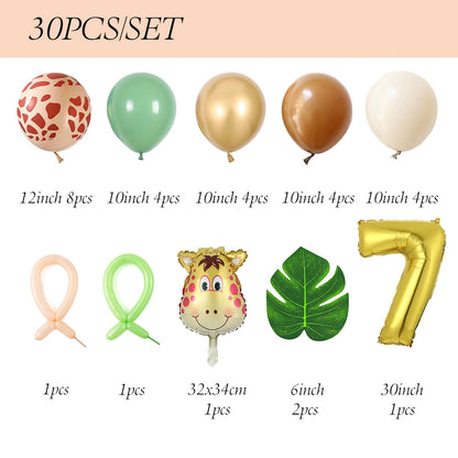 30-Piece Giraffe Balloon Set - Party Decor Kit with Latex & Foil Balloons