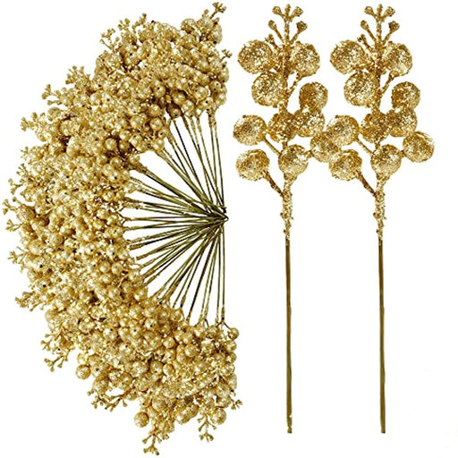 30 Pcs Christmas Glitter Berry Stems Artificial Holiday Decoration Ornaments