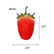 30 Pcs Artificial Strawberries Lifelike Realistic Simulation Red Plastic Fruit Decor