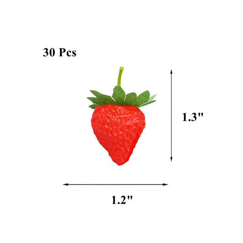 30 Pcs Artificial Strawberries Lifelike Realistic Simulation Red Plastic Fruit Decor