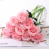 Bulk 10pcs 19" Artificial Silk Rose Flower Bouquets for Wedding and Home Decor Wholesale