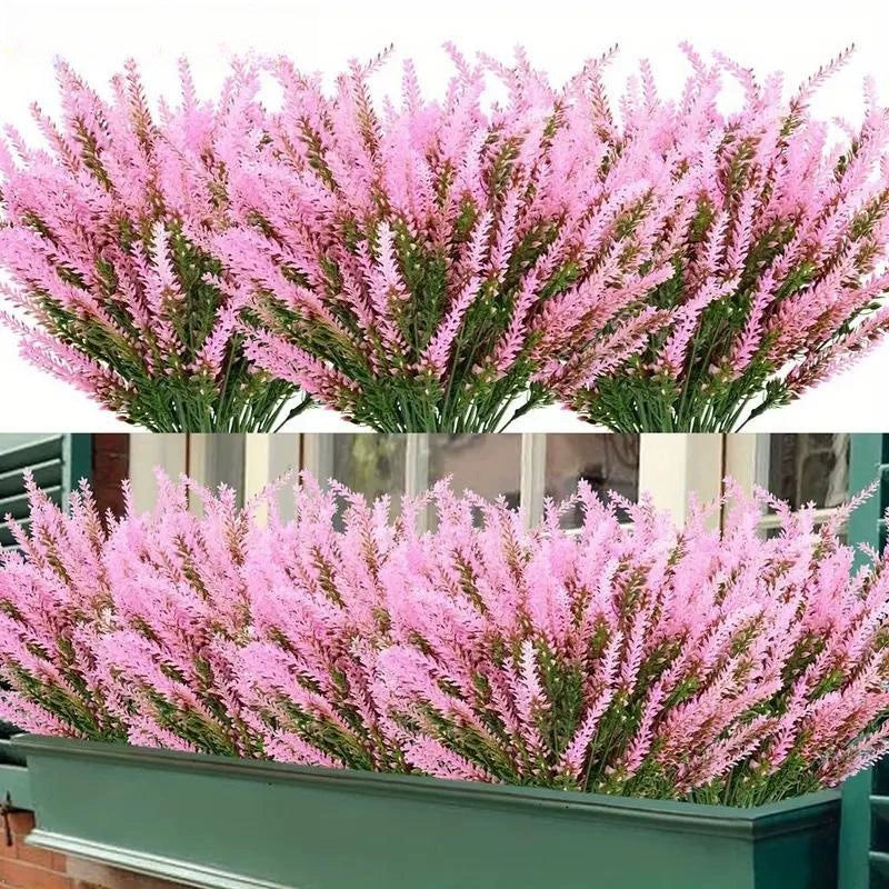 Premium Artificial Lavender Plants 12 Pack UV Resistant Faux Greenery with Rustproof Stems for Indoor Wedding & Outdoor Home Decor