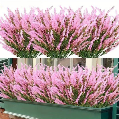 Premium Artificial Lavender Plants 12 Pack UV Resistant Faux Greenery with Rustproof Stems for Indoor Wedding & Outdoor Home Decor