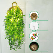 Artificial Hanging Flower Plants with LED Lights, Butterfly Decor, 1 Basket for Home Garden Wedding Porch Wall Garland